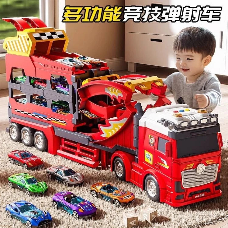 Fire Track Set With 6Pcs Mini Metal Cars With Light and Sound