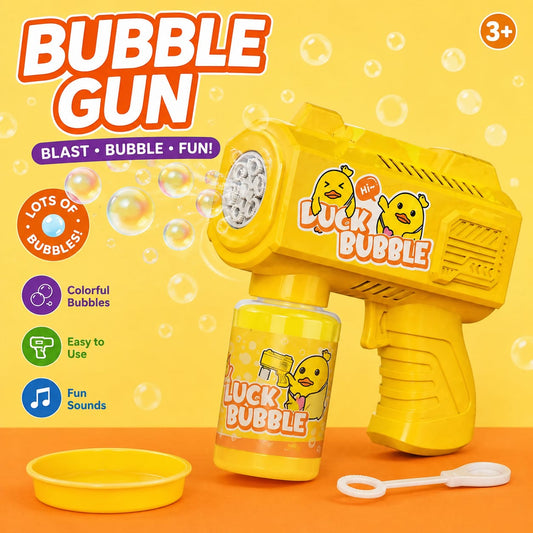 Automatic Duck Bubble Gun with LED Lights, Sound Effects & Bubble Solution