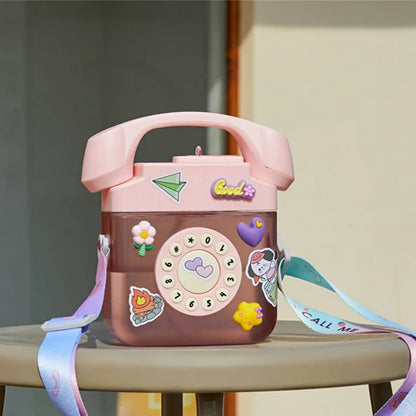 400ml Phone Shaped Creatives Water Bottle With Adjustable Shoulder Straps Leak Proof Bottle