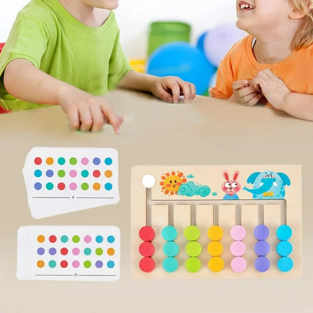 Wooden Sliding Color Shape Puzzle,Fun Montessori Sorting Early Education STEM Toys for Toddlers,Slide Matching Brain Teasers Game , 7 Color
