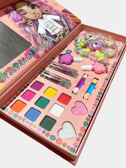 Fashion Gifts Kid Makeup Set Nail Polish And DIY Beads Kits 2 in 1 Girl Toys For Child Pretend Play