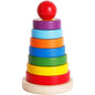 Wooden Toys Rainbow Tower Sorting Stacking Rings Building Puzzles Toys Educational Color Geometric Shape Recognition Learning