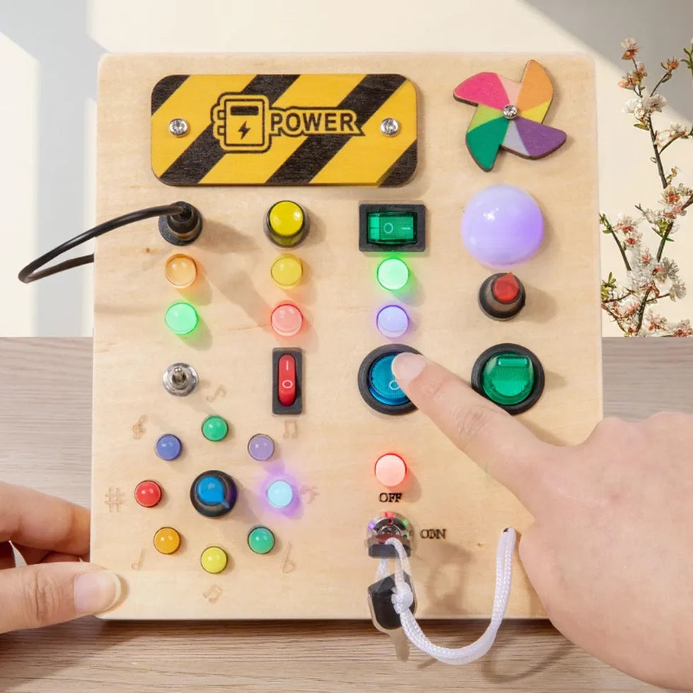 Electric Educational Wooden Montessori Toy with LED Light Switch