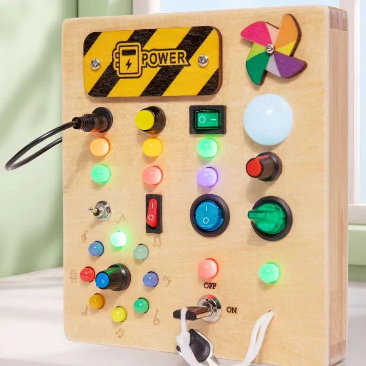 Electric Educational Wooden Montessori Toy with LED Light Switch