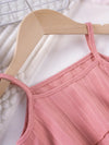 2pcs Baby's Solid Color Textured Cami Top + Casual Wide Leg Pants