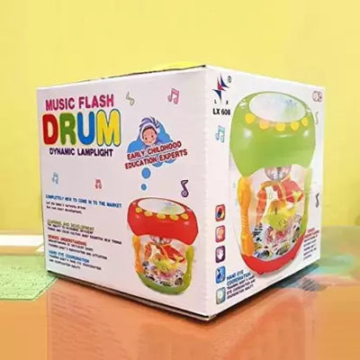 Joy Bukket Fish Musical Rotating Merry-go-Round Flashing Drum Set for Kids with 3D Lights  (Multicolor)