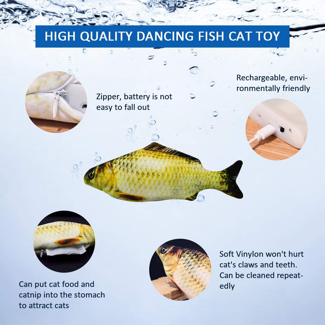 Electric Moving Fish Toy With Light Sound And Voice Recorder
