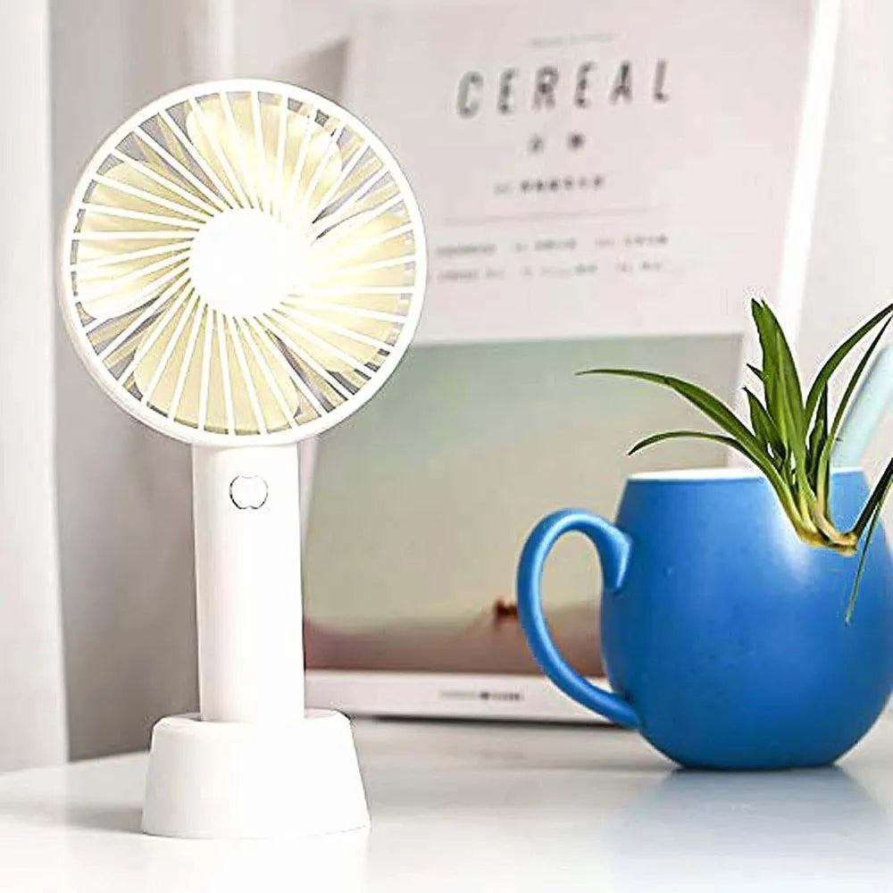 Mini Portable Battery Operated Hand Fan Electric USB Rechargeable, Desk Table Big Capacity Powerful Cooler Fan, Pocket Size Battery For Outdoor Travel