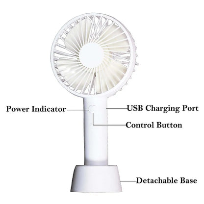 Mini Portable Battery Operated Hand Fan Electric USB Rechargeable, Desk Table Big Capacity Powerful Cooler Fan, Pocket Size Battery For Outdoor Travel