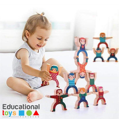 12 Pieces Hercules Stacking Balance Man Blocks Game For Kids