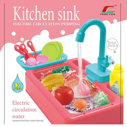 Kitchen Sink Electric Dishwasher Kitchen Toy for Home Kindergarten for Children Kid Boys and Girls
