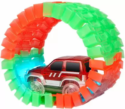Battery Operated Nifty Glow In Dark Car Wister Track Race Set