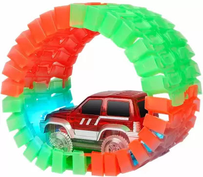 Battery Operated Nifty Glow In Dark Car Wister Track Race Set