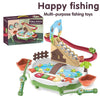 Happy Fishing Multi-function Slide Track Toy Storytelling Colorful Lights Stairs Electric Fishing Game Table Toy Set