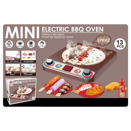 Pretend Play Barbecue Grill Set with Steam Sound and lights for Kids