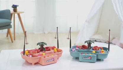 Fishing Game Toys with Slideway, Electronic Toy Fishing Set, Educational Toys for Kids Toddlers Gift for Baby