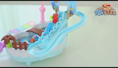 Music Light Penguin Climb Stairs Magnetic Fishing Game Toy