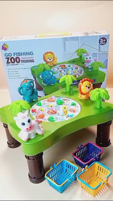 Kids Musical Animal Electric Fishing Game Table Set Magnetic Fishing Toy Interactive Competitive For Kid Pretend Play
