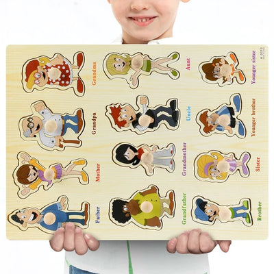New Wooden Baby Toys Montessori Wooden Puzzle Hand Grab Board Educational Wood Puzzles