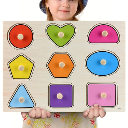 New Wooden Baby Toys Montessori Wooden Puzzle Hand Grab Board Educational Wood Puzzles
