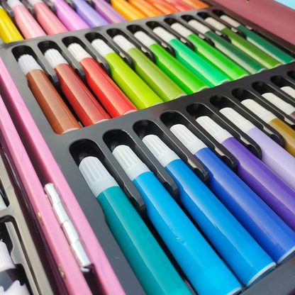 Kids Art Supplies Kit With Wooden Briefcase