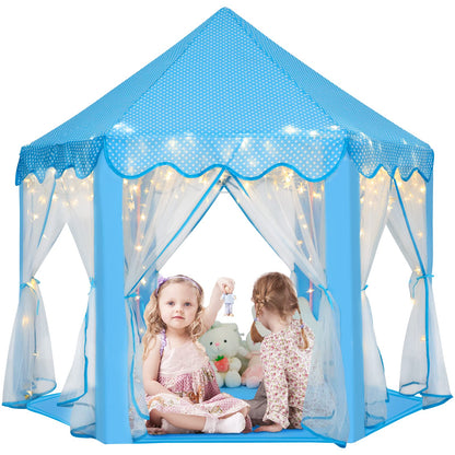 Princess Castle Play Tent with Star Light for Girls and Boys with Light, Plushie and 100 Balls