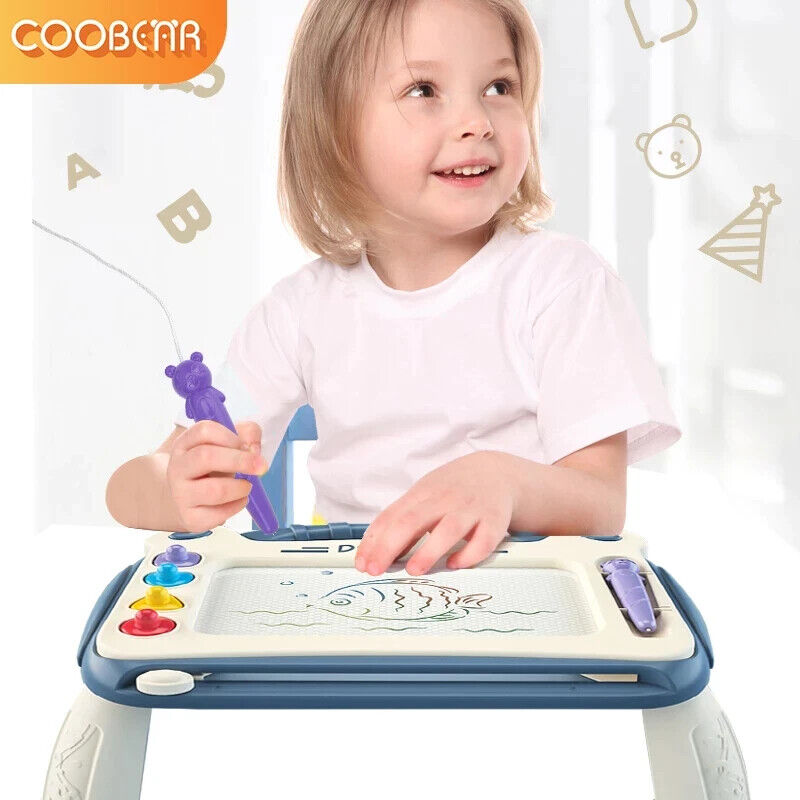 Magnetic Drawing Board Kids, Erasable Magnetic Drawing Board Colorful Writing Board with Stand Doodle Sketch Pad Educational Learning Montessori Toys Gift for Toddlers Boys Girls