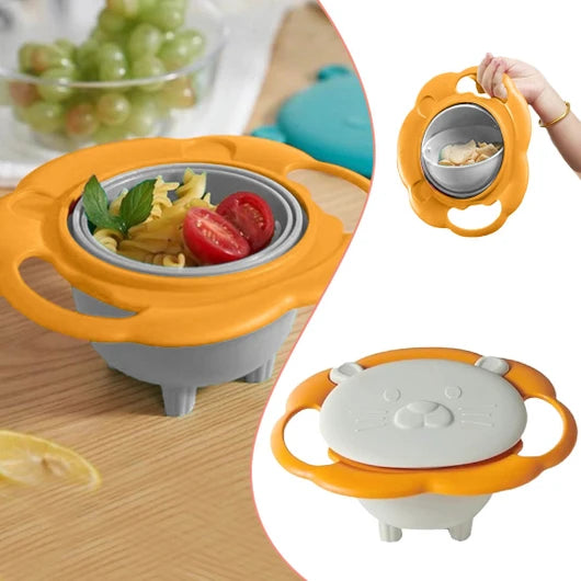 Children Don't Pour Bowls Baby's Complementary Food Tableware 360 Degree Rotating Gyro Bowl Doesn't Pour Anti Spill Anti Drop Tableware
