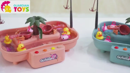 Fishing Game Toys with Slideway, Electronic Toy Fishing Set, Educational Toys for Kids Toddlers Gift for Baby