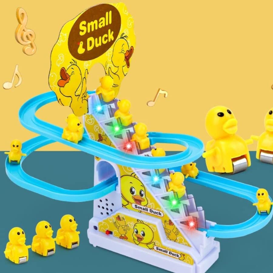 Little Duck Track Slide Electric Climbing Stairs Roller Coaster Toy Set