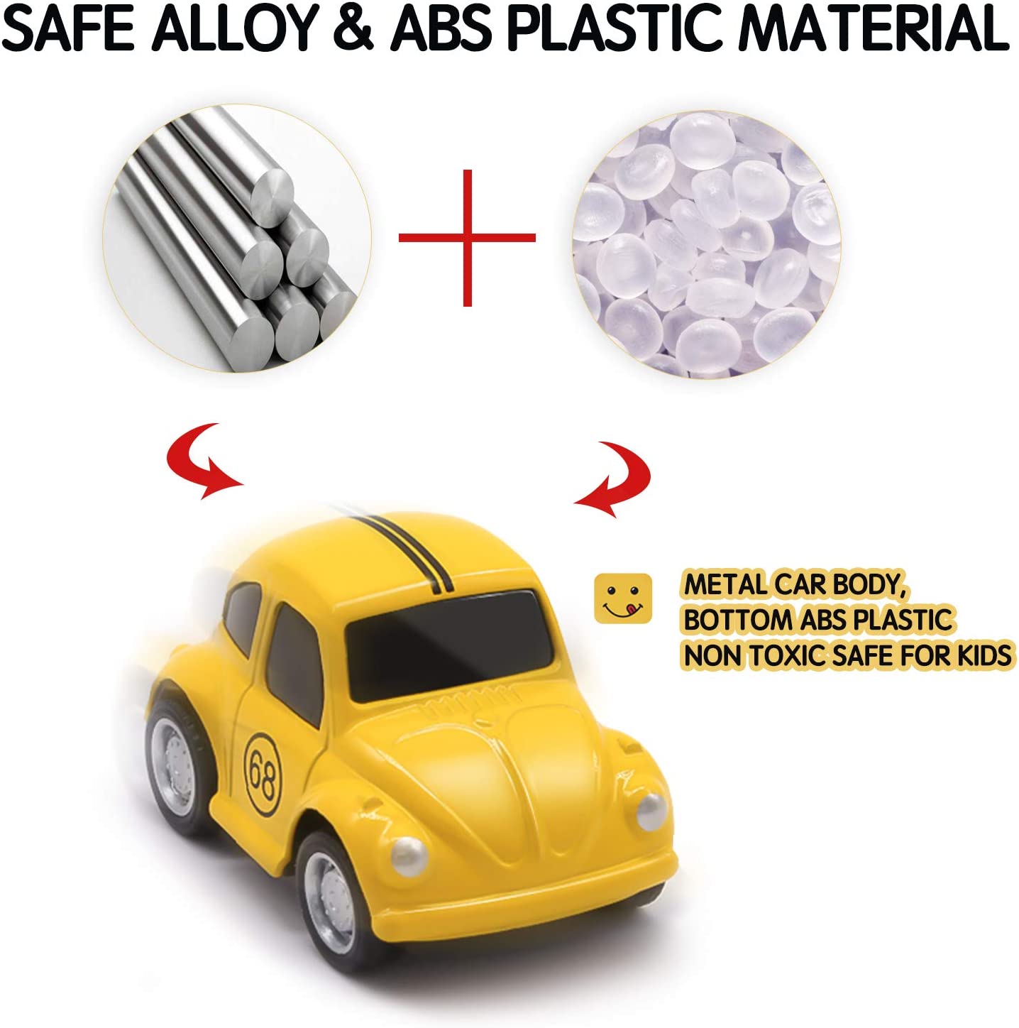 Die-cast Alloy Toy Vehicles Friction Powered Toy Monster Trucks, Buses, and Cars for Toddlers & Boys