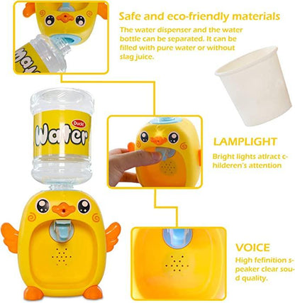 Mini Duck Water Dispenser Light and Music Toy for Kids Drinking Fountain Glass Play