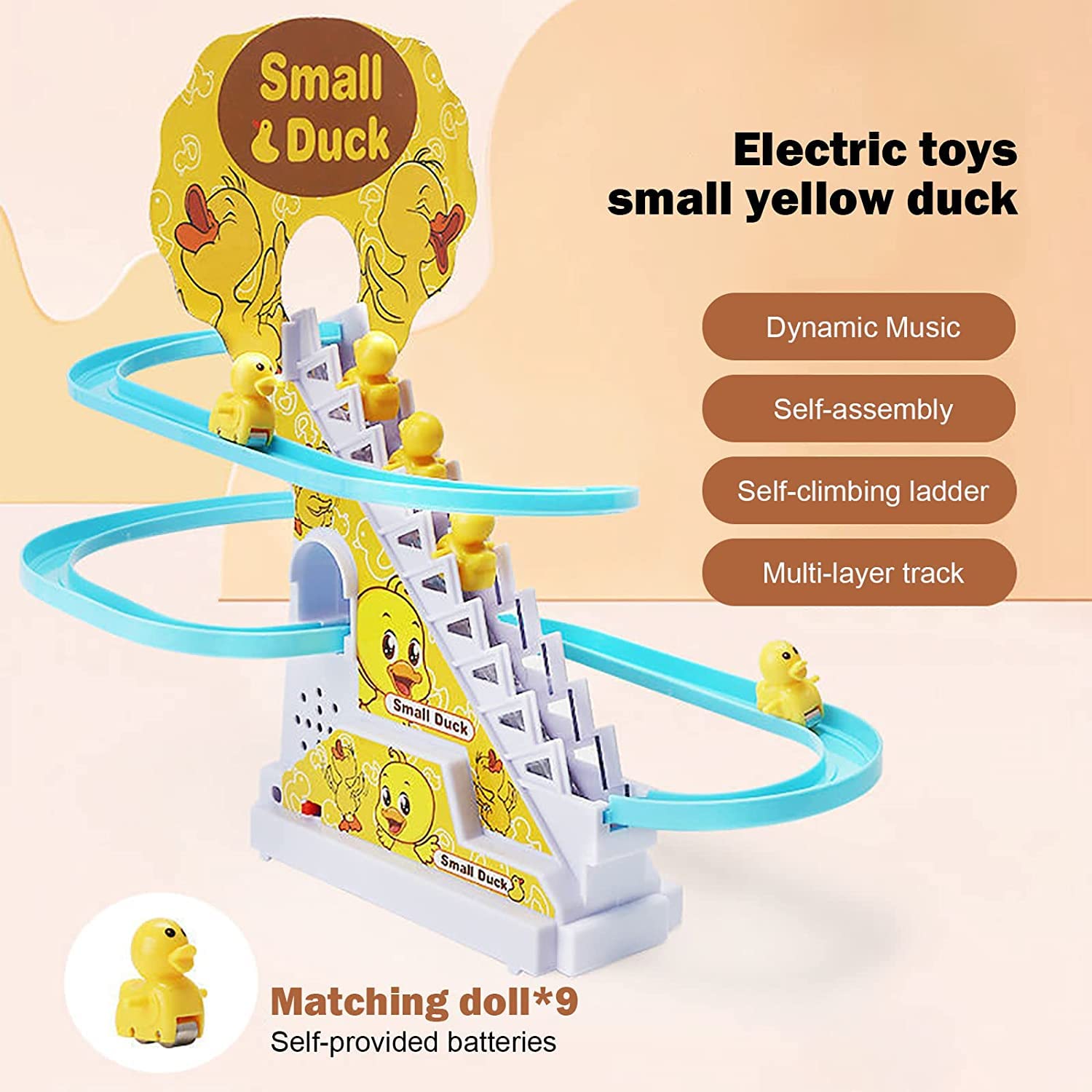 Little Duck Track Slide Electric Climbing Stairs Roller Coaster Toy Set
