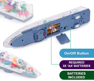 Musical Rotating Plastic Transparent Steamship with 3D Light & Sound Effects for Kids