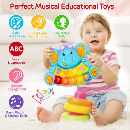 Elephant Baby Piano Toys With music and Lights For Toddlers