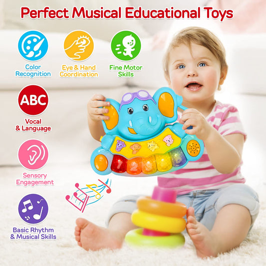 Elephant Baby Piano Toys With music and Lights For Toddlers