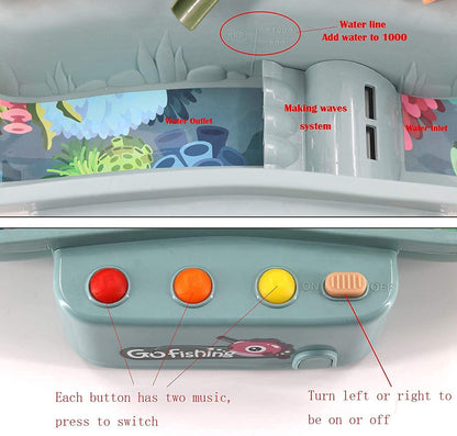 Fishing Game Toys with Slideway, Electronic Toy Fishing Set, Educational Toys for Kids Toddlers Gift for Baby