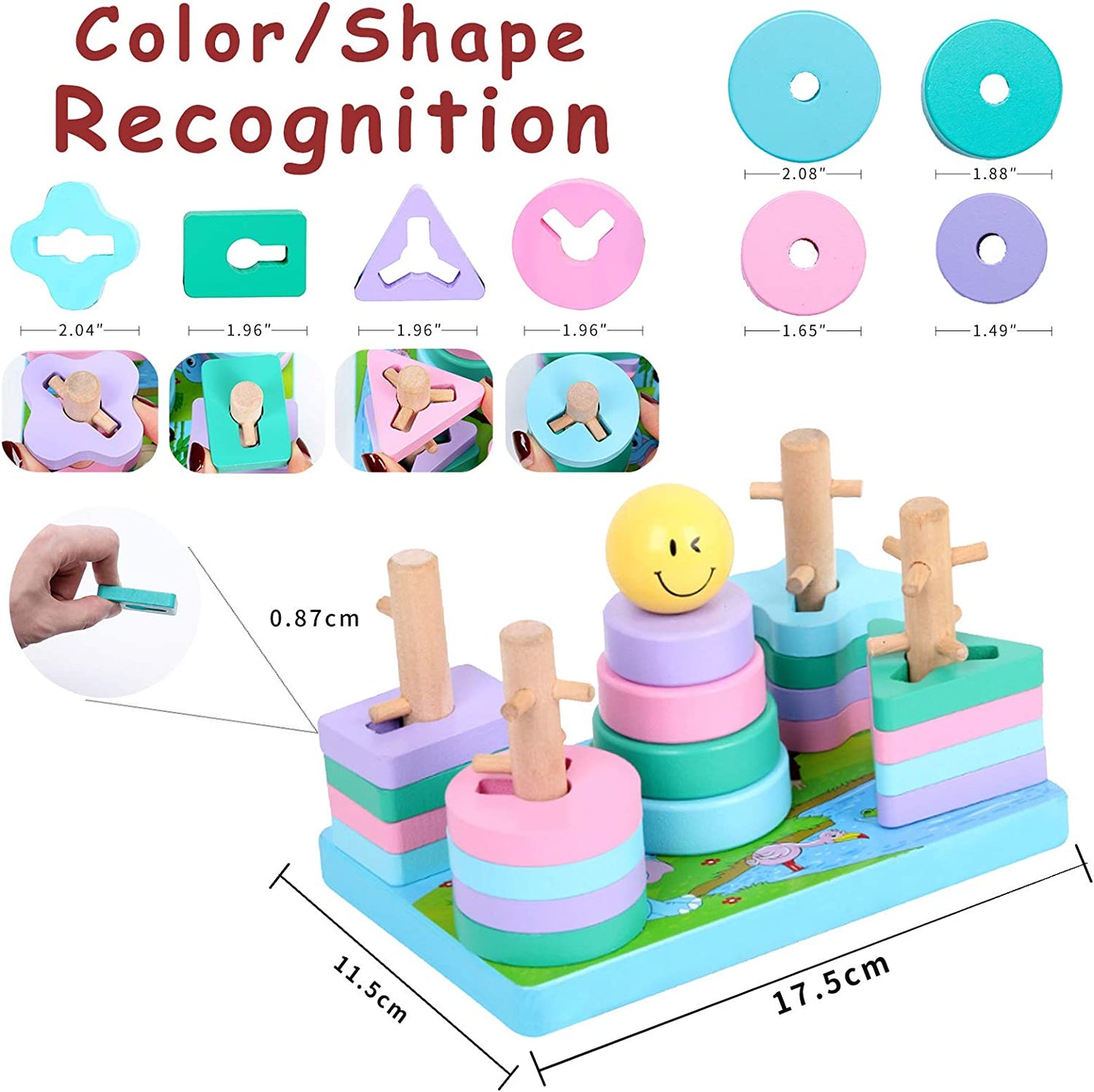 Multifunction Stacking Wooden Game For Early Education Of Kids And Toddlers