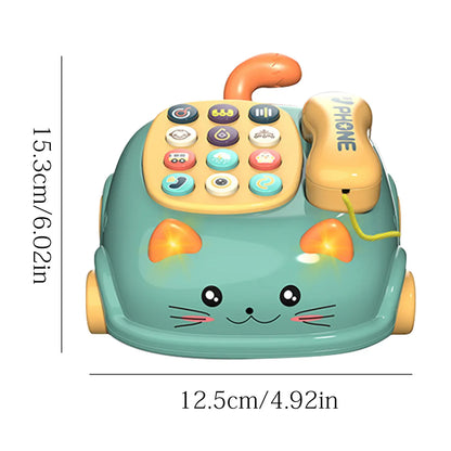 Baby Montessori Electric Telephone Toys with 12 Functions Children Cute Cat Car