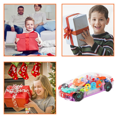 Transparent Gear Simulation Mechanical Sound and Light Car Toy for Boys and Girls