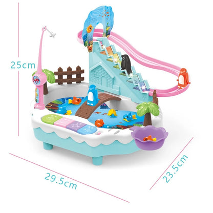 Music Light Penguin Climb Stairs Magnetic Fishing Game Toy