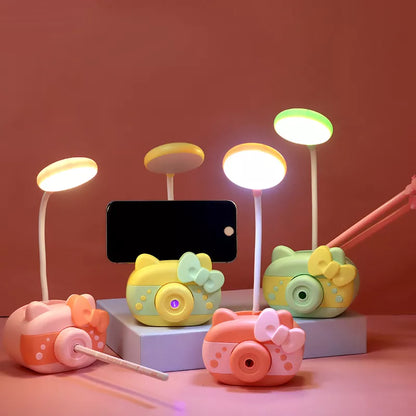 Mini Table LED Cartoon Lamp Pen Holder And Pencil Sharpener For School Kids Or Adults
