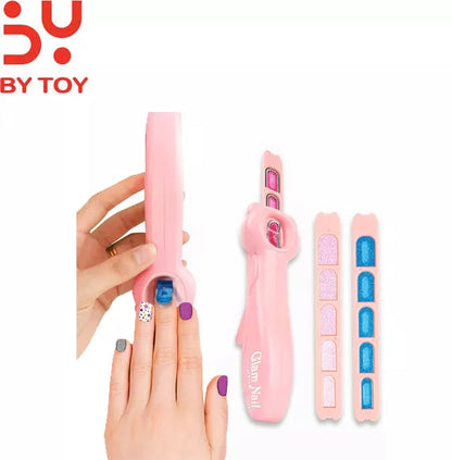 Pink Glam Nail Machine Beauty Set Toy With Nail Stickers For Girl Kids