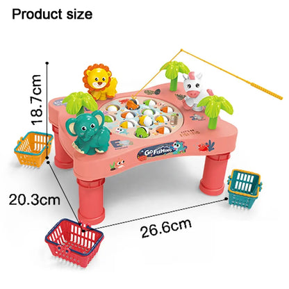 Kids Musical Animal Electric Fishing Game Table Set Magnetic Fishing Toy Interactive Competitive For Kid Pretend Play