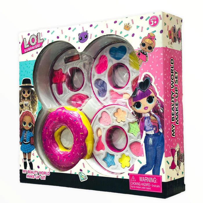 Kids Real Washable Donut Style Makeup Playsets, For Girl Gifts, Safe & Non-Toxic