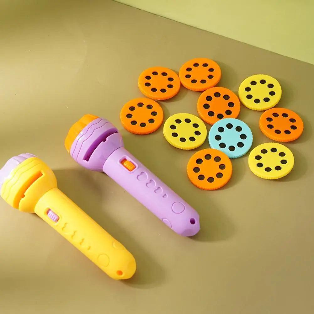 Slide Projector Flashlight Torch, Kids Projection Light Toy Slide Flashlight Lamp Education Learning