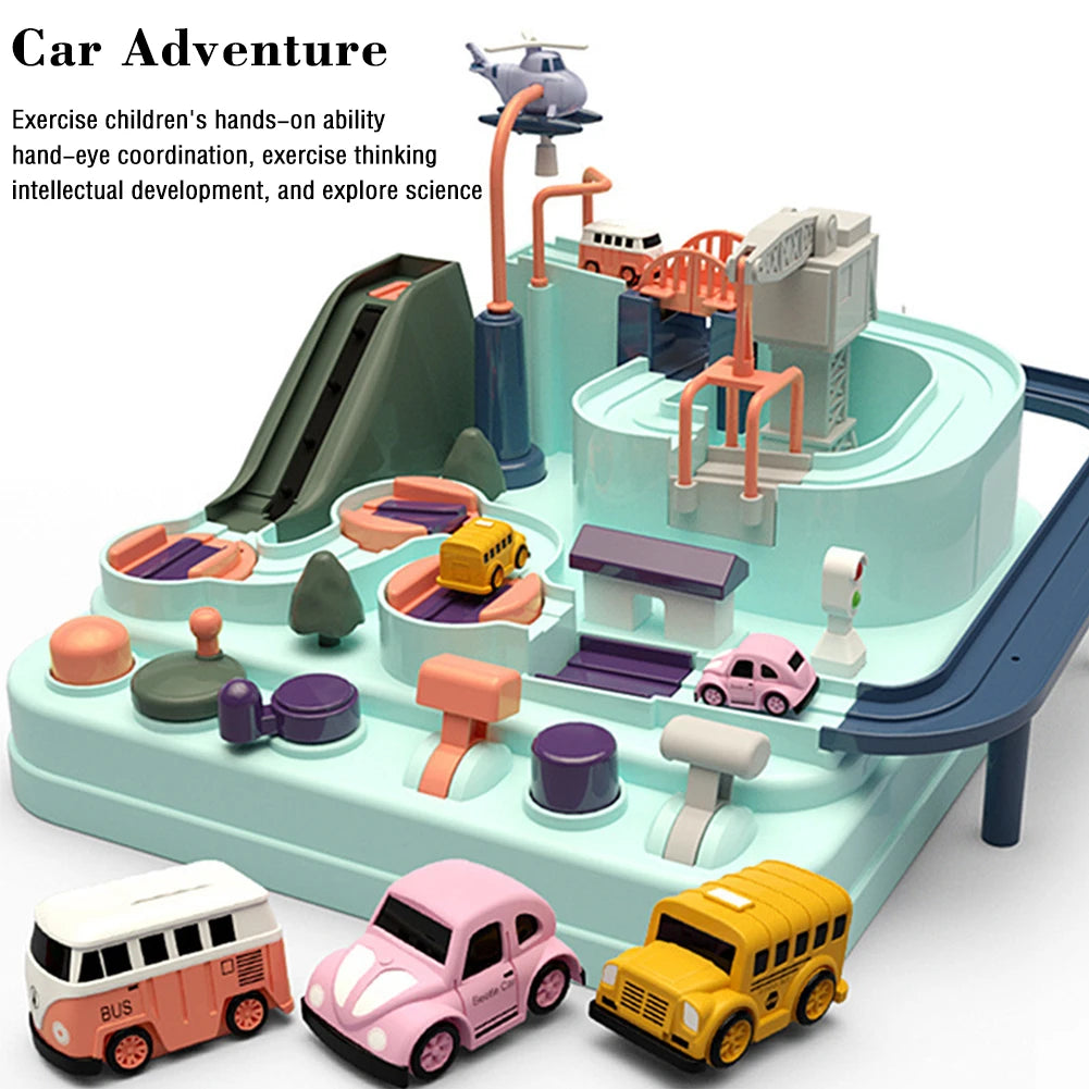 Racing Track Trail Toys Manual Car Rescue Vehicles Adventure For Kids