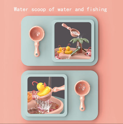 Fishing Game Toys with Slideway, Electronic Toy Fishing Set, Educational Toys for Kids Toddlers Gift for Baby