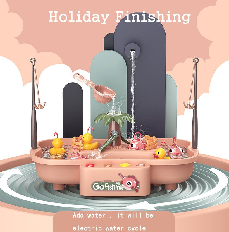 Fishing Game Toys with Slideway, Electronic Toy Fishing Set, Educational Toys for Kids Toddlers Gift for Baby