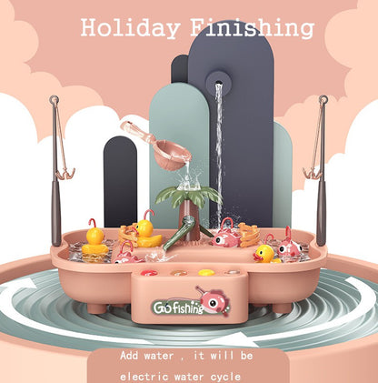 Fishing Game Toys with Slideway, Electronic Toy Fishing Set, Educational Toys for Kids Toddlers Gift for Baby